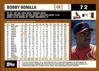 2002 Topps - Topps Limited #72 Bobby Bonilla Back
