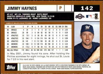 2002 Topps - Topps Limited #142 Jimmy Haynes Back