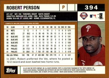2002 Topps - Topps Limited #394 Robert Person Back