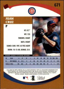 2002 Topps - Topps Limited #671 Juan Cruz Back