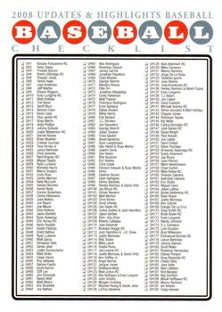 2008 Topps Updates & Highlights - Checklists Red #1 Checklist 1: UH1-UH330 and Inserts Front
