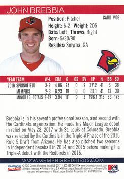 2017 Choice Memphis Redbirds #06 John Brebbia Back