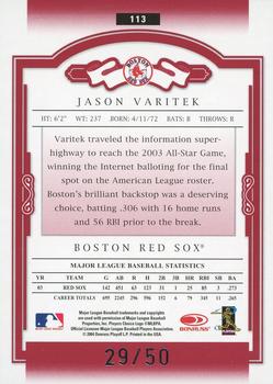 2004 Donruss Classics - Significant Signatures Red #113 Jason Varitek Back