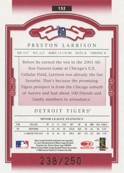 2004 Donruss Classics - Significant Signatures Red #192 Preston Larrison Back