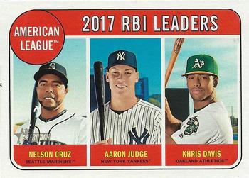 2018 Topps Heritage #3 2017 A.L. RBI Leaders (Nelson Cruz / Aaron Judge / Khris Davis) Front