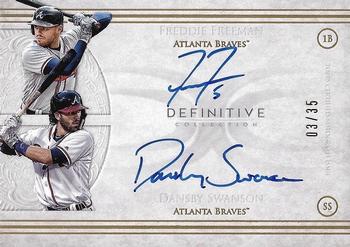 2017 Topps Definitive Collection - Dual Autograph Collection #DCDA-FS Freddie Freeman / Dansby Swanson Front