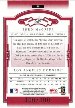 2004 Donruss Classics - Timeless Tributes Red #89 Fred McGriff Back