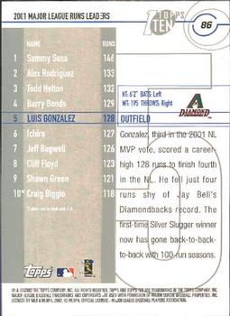 2002 Topps Ten #86 Luis Gonzalez Back