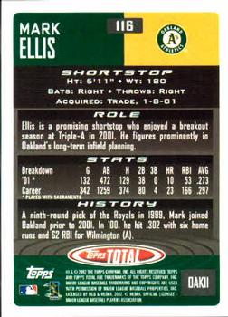 2002 Topps Total #116 Mark Ellis Back