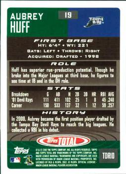 2002 Topps Total #19 Aubrey Huff Back