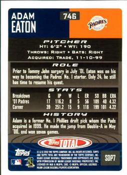 2002 Topps Total #746 Adam Eaton Back