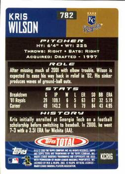 2002 Topps Total #782 Kris Wilson Back