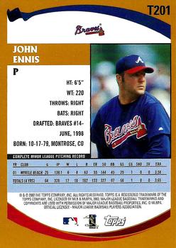 2002 Topps Traded & Rookies #T201 John Ennis Back