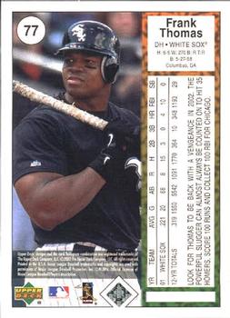 2002 UD Authentics #77 Frank Thomas Back