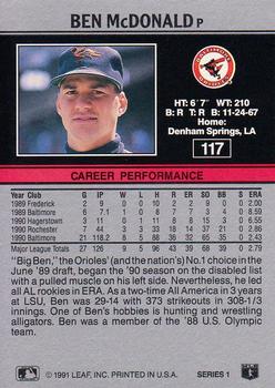 1991 Leaf #117 Ben McDonald Back