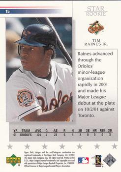 2002 Upper Deck #15 Tim Raines Jr. Back