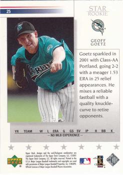 2002 Upper Deck #25 Geoff Goetz Back