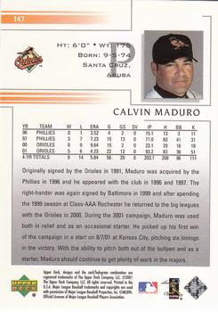 2002 Upper Deck #147 Calvin Maduro Back