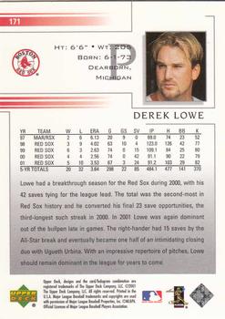 2002 Upper Deck #171 Derek Lowe Back