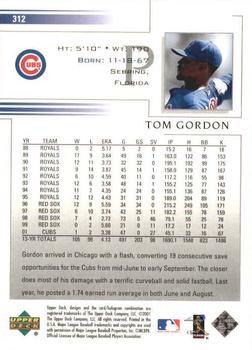 2002 Upper Deck #312 Tom Gordon Back