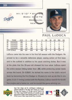 2002 Upper Deck #331 Paul Lo Duca Back