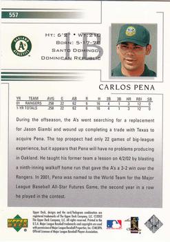 2002 Upper Deck #557 Carlos Pena Back