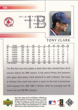 2002 Upper Deck #596 Tony Clark Back