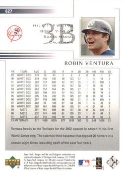 2002 Upper Deck #627 Robin Ventura Back
