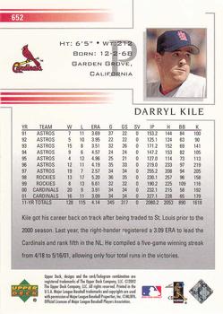 2002 Upper Deck #652 Darryl Kile Back