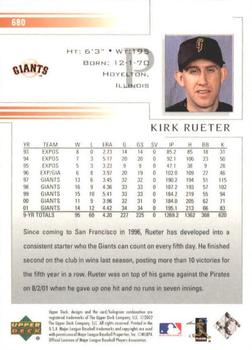 2002 Upper Deck #680 Kirk Rueter Back