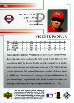 2002 Upper Deck #706 Vicente Padilla Back