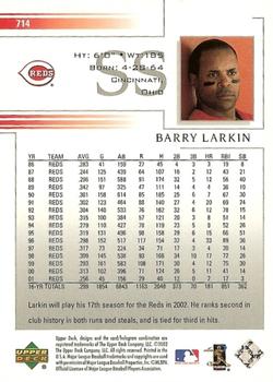 2002 Upper Deck #714 Barry Larkin Back
