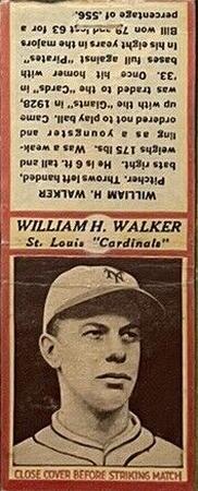 1935-36 Diamond Matchbooks (U3-1) #NNO William H. Walker Front