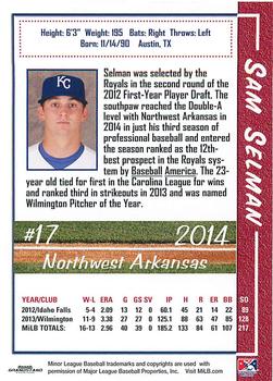 2014 Grandstand Northwest Arkansas Naturals #NNO Sam Selman Back