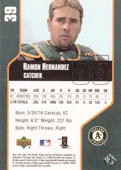 2002 Upper Deck 40-Man #39 Ramon Hernandez Back
