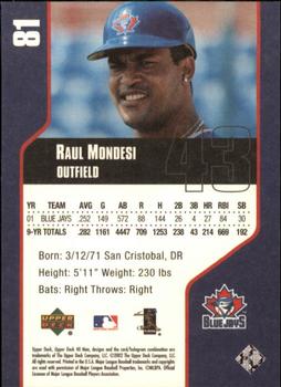 2002 Upper Deck 40-Man #81 Raul Mondesi Back