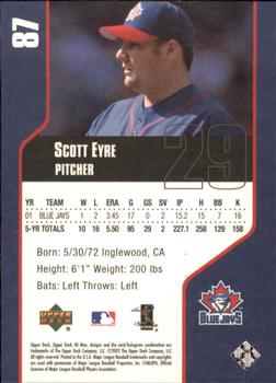 2002 Upper Deck 40-Man #87 Scott Eyre Back