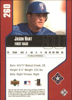 2002 Upper Deck 40-Man #260 Jason Hart Back