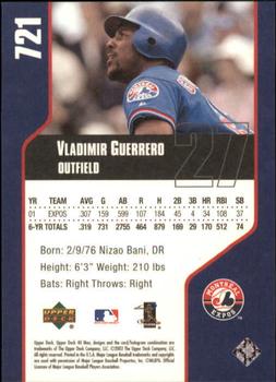 2002 Upper Deck 40-Man #721 Vladimir Guerrero Back