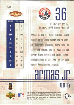 2002 Upper Deck Ballpark Idols #146 Tony Armas Jr. Back