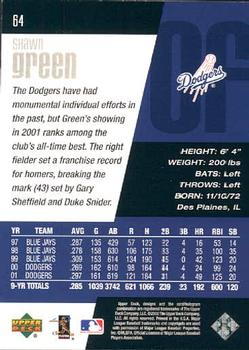 2002 Upper Deck Diamond Connection #64 Shawn Green Back