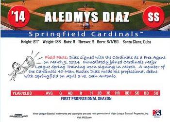 2014 Grandstand Texas League Top Prospects #NNO Aledmys Diaz Back