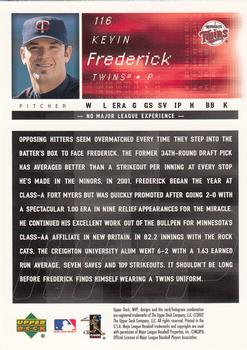 2002 Upper Deck MVP #116 Kevin Frederick Back