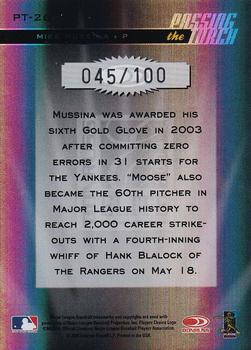 2004 Donruss Elite - Passing the Torch Black #PT-26 Mike Mussina Back