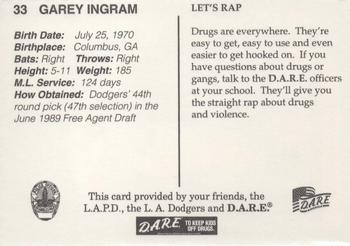 1996 Los Angeles Dodgers Police #33 Garey Ingram Back