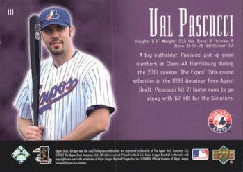 2002 Upper Deck Piece of History #111A Val Pascucci Back