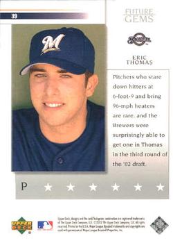 2002 Upper Deck Prospect Premieres #39 Eric Thomas Back