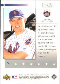 2002 Upper Deck Prospect Premieres #50 Tyler Davidson Back