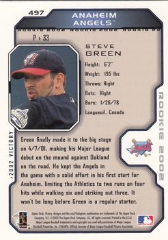 2002 Upper Deck Victory #497 Steve Green Back