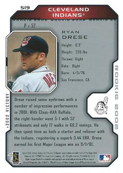 2002 Upper Deck Victory #519 Ryan Drese Back